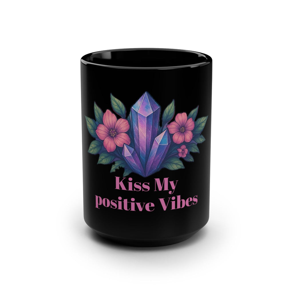 Positive Vibes Black Mug, 15oz | Inspirational Coffee Cup, Gift for Friends, Motivational Tea Mug, Housewarming Gift, Self-Care Daily Use