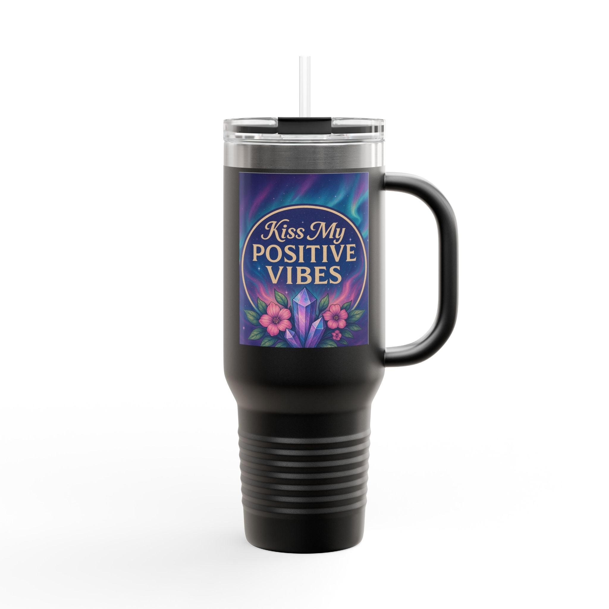 Positive Vibes Insulated Travel Mug | 40oz | Perfect for Coffee Lovers, Gift for Friends, Outdoor Adventures, Motivational Travel Cup, [...]