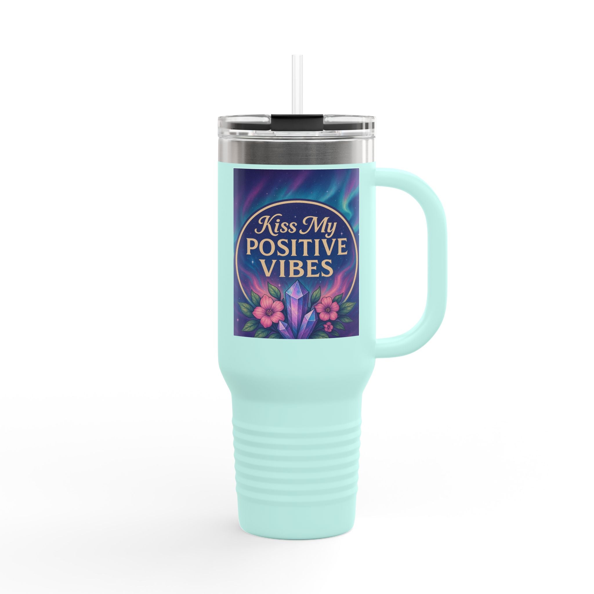 Positive Vibes Insulated Travel Mug | 40oz | Perfect for Coffee Lovers, Gift for Friends, Outdoor Adventures, Motivational Travel Cup, [...]