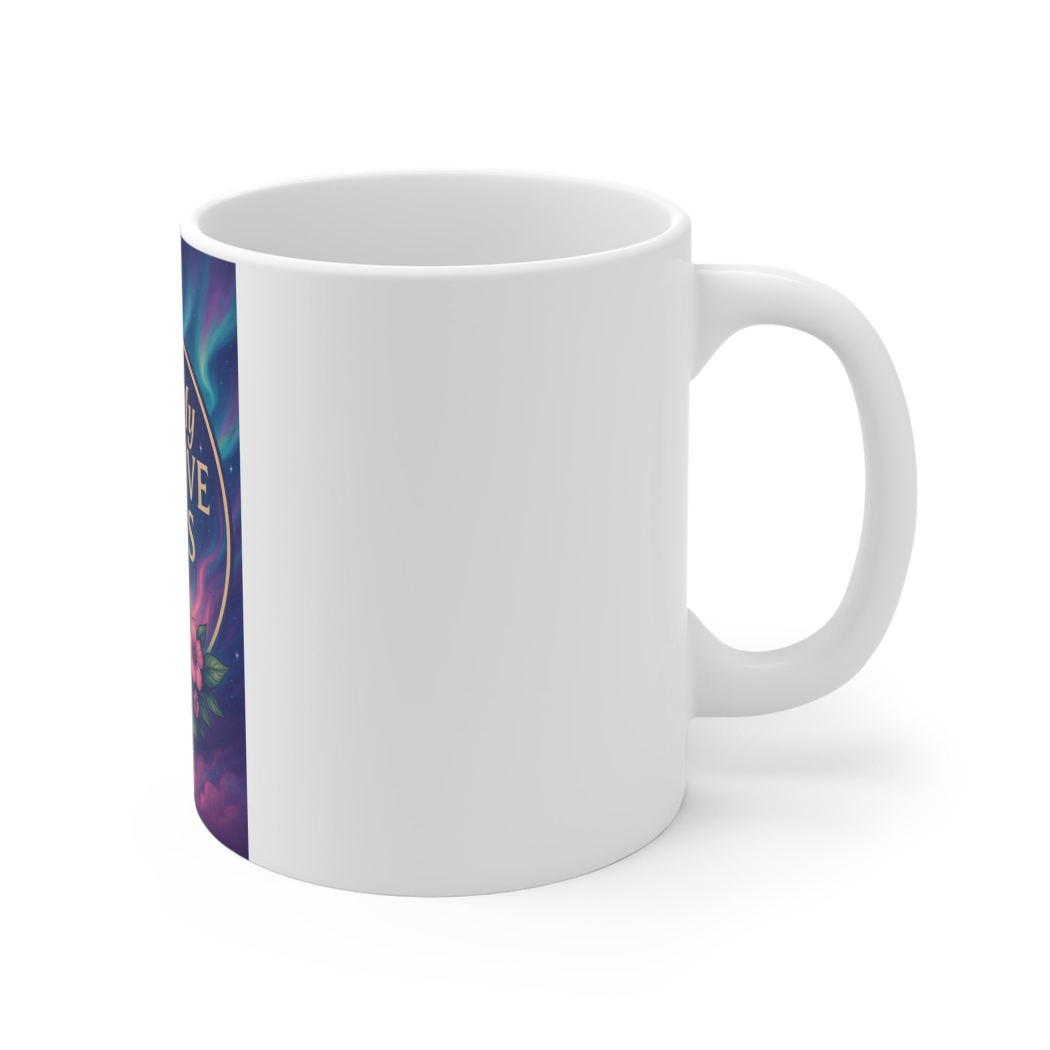 Kiss My Positive Vibes Mug - Inspiring Coffee Cup for Wellness, Gift for Friends, Positive Energy, Motivational Mug, Flower Design