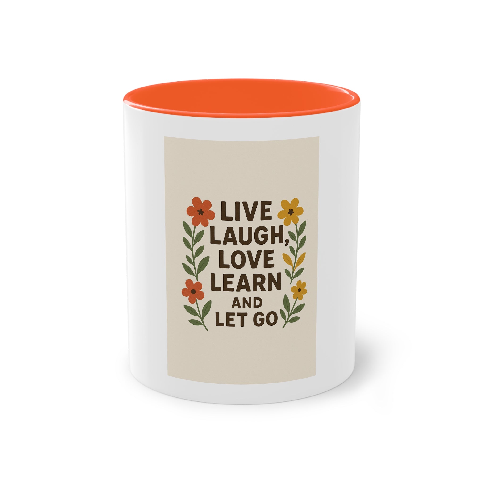 Live Laugh Love Two-Tone Coffee Mug - 11oz Ceramic Drinkware for Positive Vibes