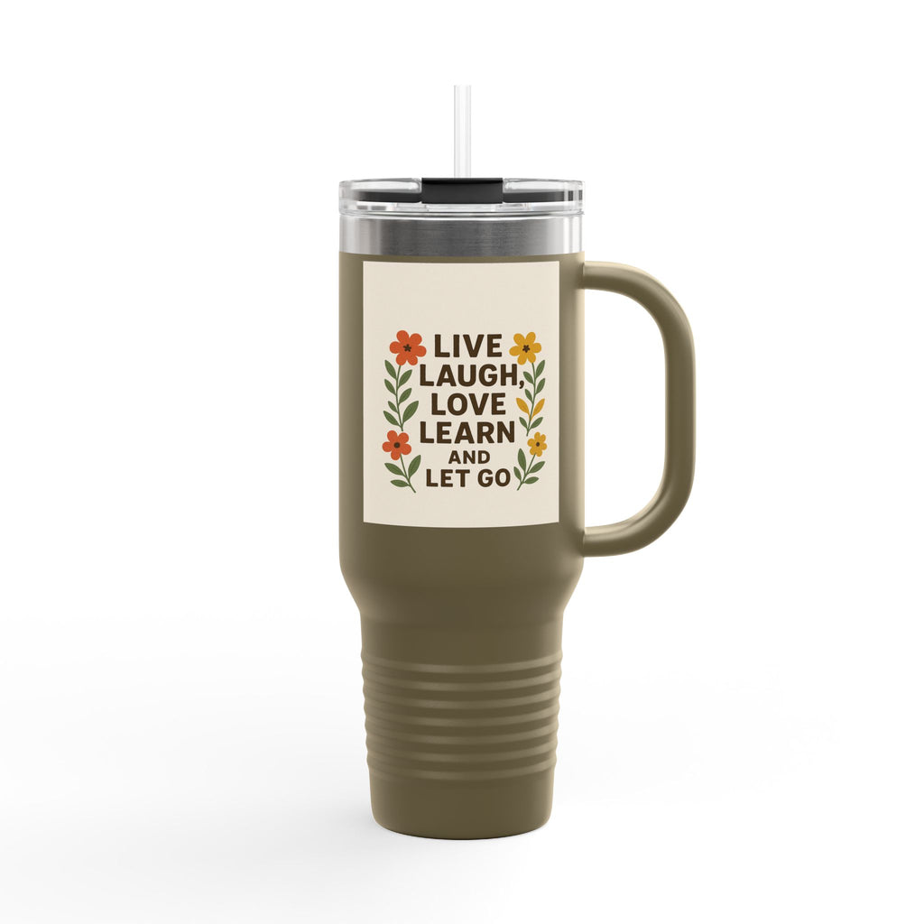Floral Insulated Travel Mug - 40oz 'Live Laugh Love Learn and Let Go'