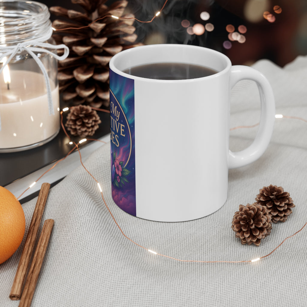 Kiss My Positive Vibes Mug - Inspiring Coffee Cup for Wellness, Gift for Friends, Positive Energy, Motivational Mug, Flower Design