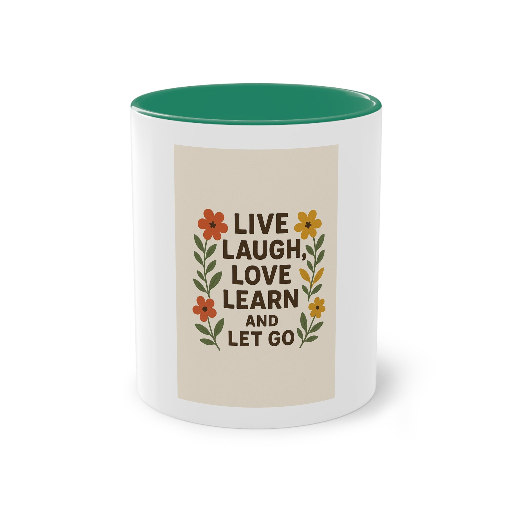 Live Laugh Love Two-Tone Coffee Mug - 11oz Ceramic Drinkware for Positive Vibes