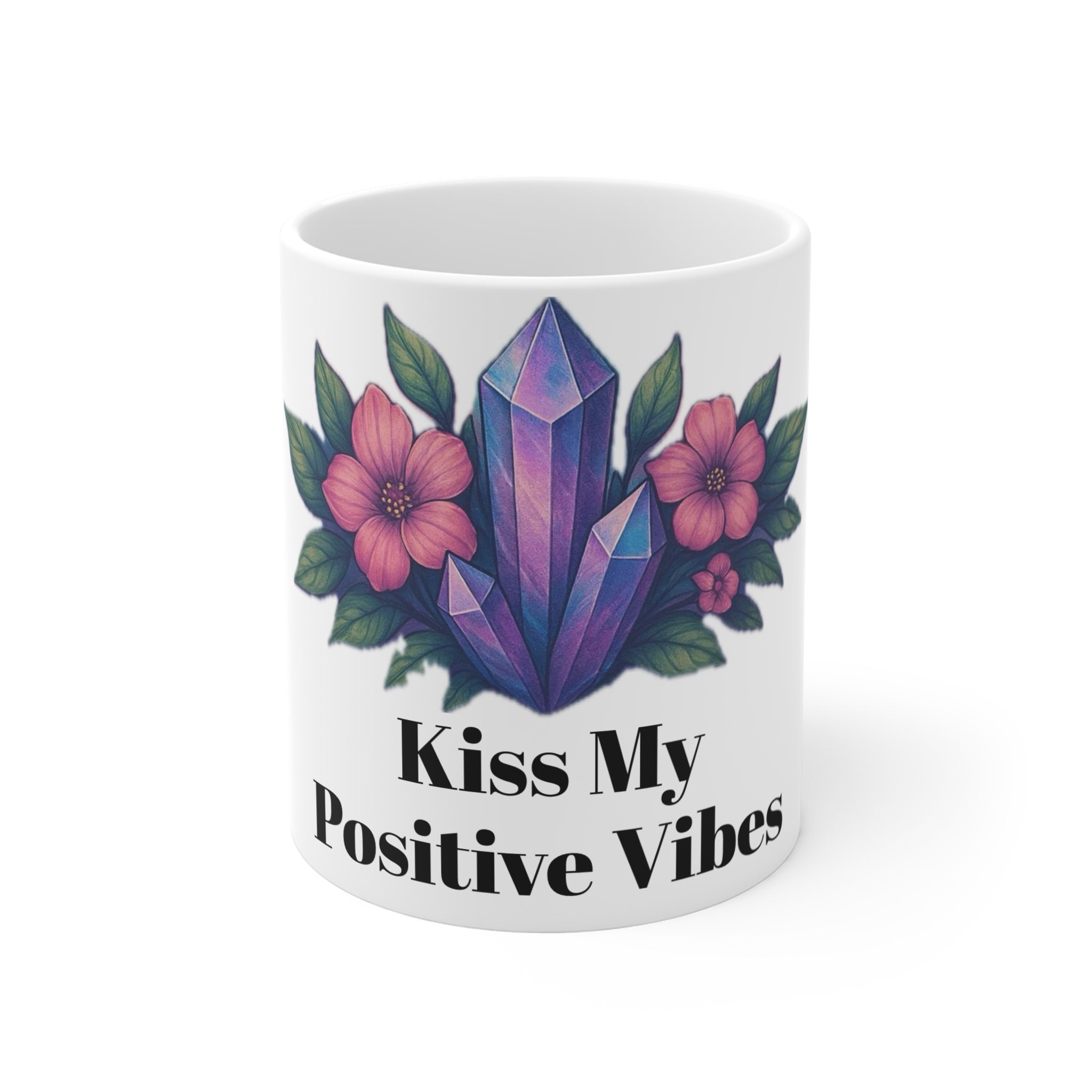 Positive Vibes Mug, Floral Coffee Cup, Inspirational Drinkware, Gift for Friends, Motivational Decor